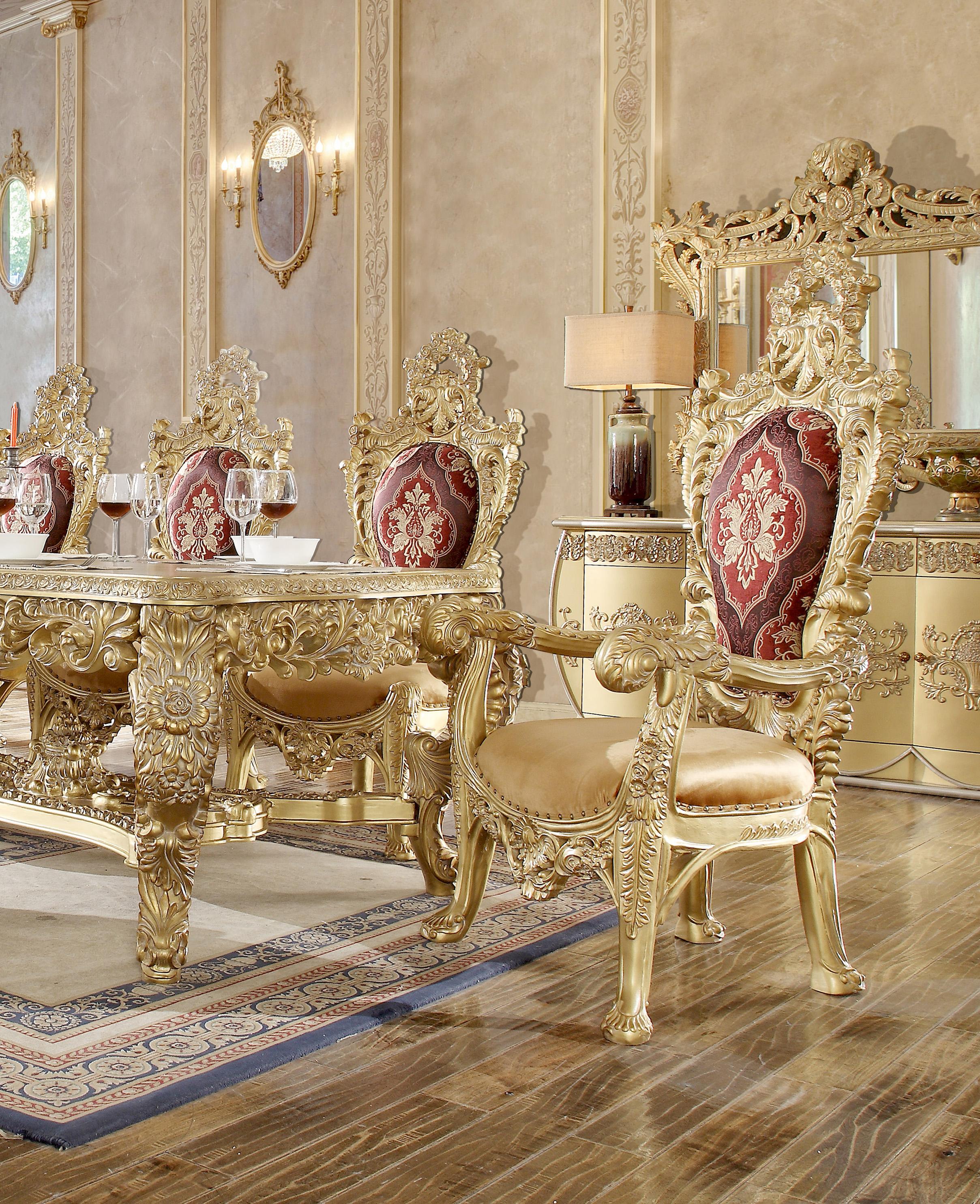 

    
Baroque Rich Gold Dining Arm Chair Set 2Pcs Gold Traditional Homey Design HD-8086
