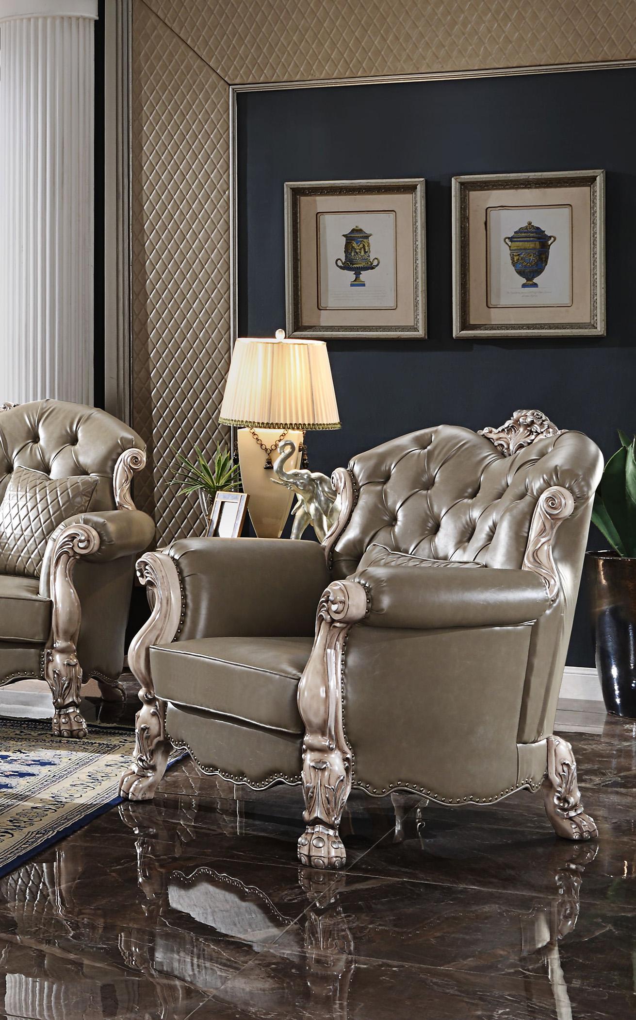 

    
Luxury Vintage Bone White & PU Dresden Arm Chair 58177 ACME Traditional Classic
