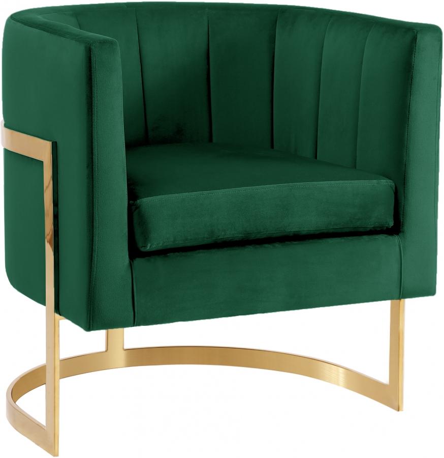 Contemporary Accent Chair Carter 515Green 515Green in Green Velvet