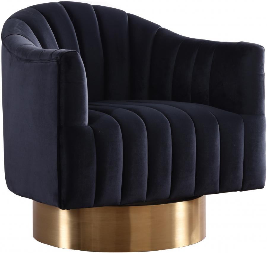 Contemporary Accent Chair Farrah 520Black 520Black in Black Velvet