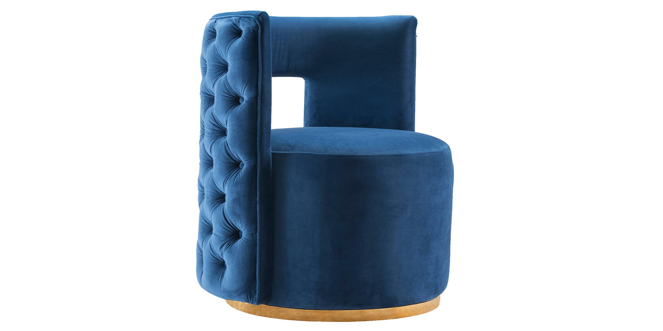 Contemporary Accent Chair THEO 594Navy 594Navy in Navy blue, Gold Velvet