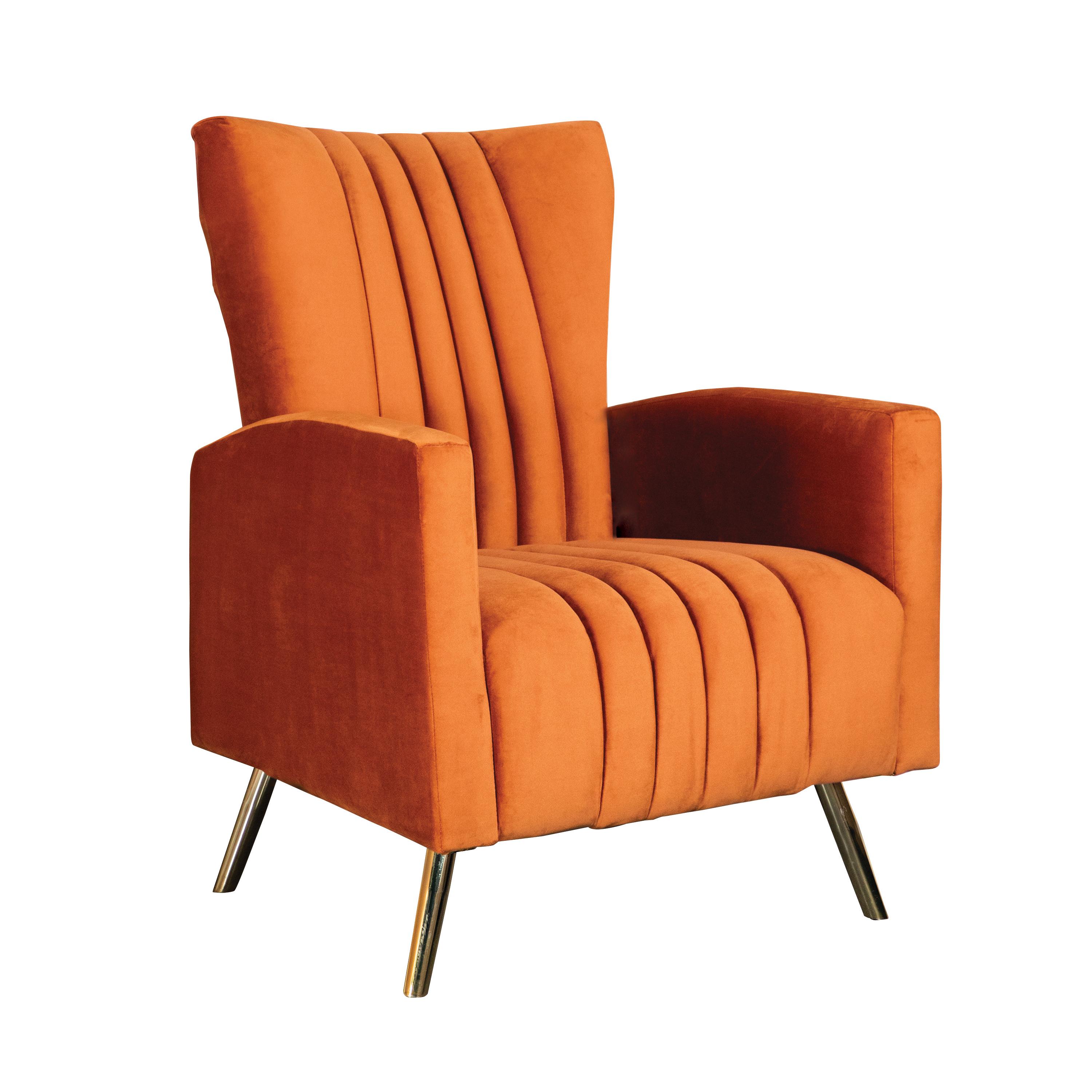 Modern Accent Chair 905605 905605 in Rust Velvet