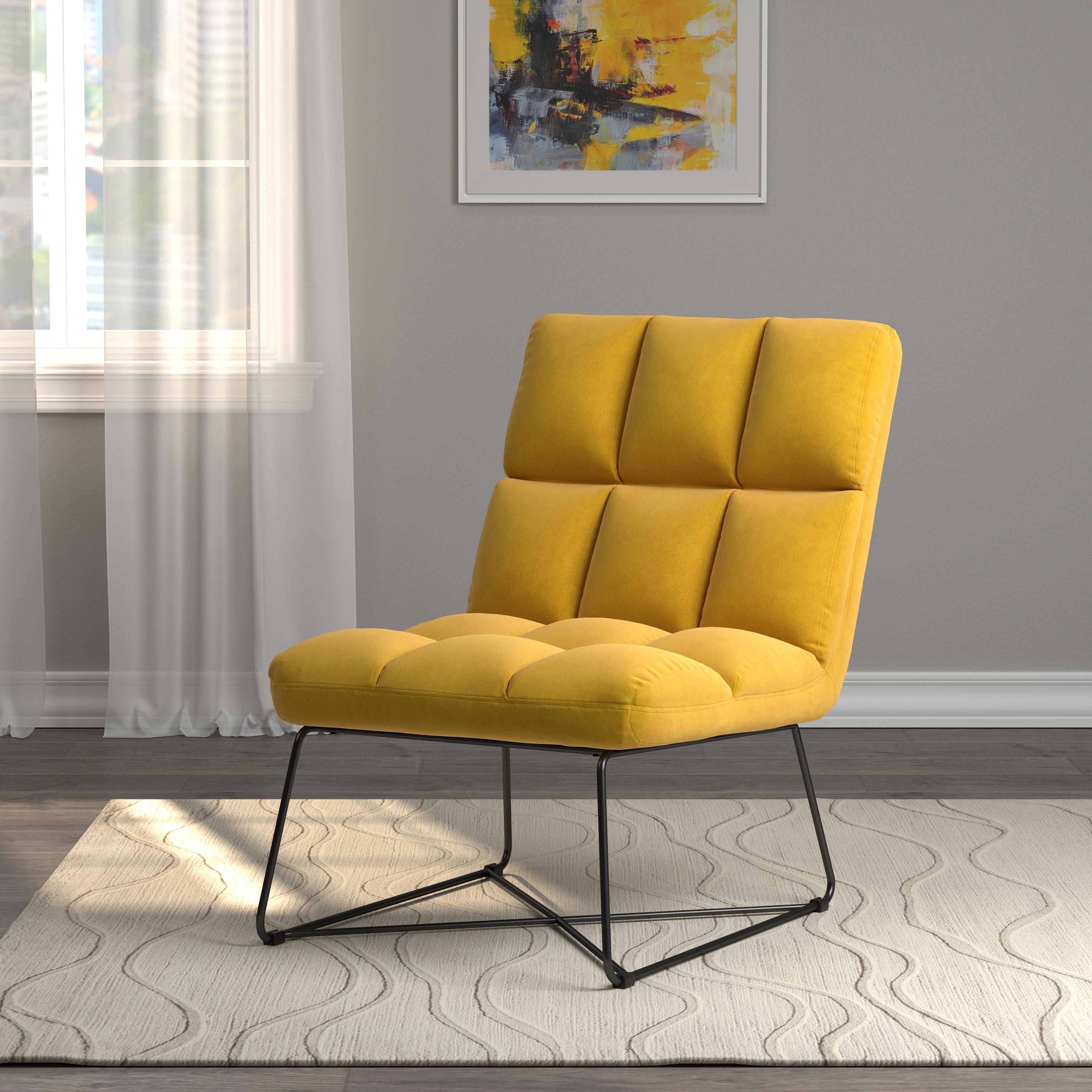 

    
Mid-century Modern Yellow Velvet Accent Chair Coaster 903837
