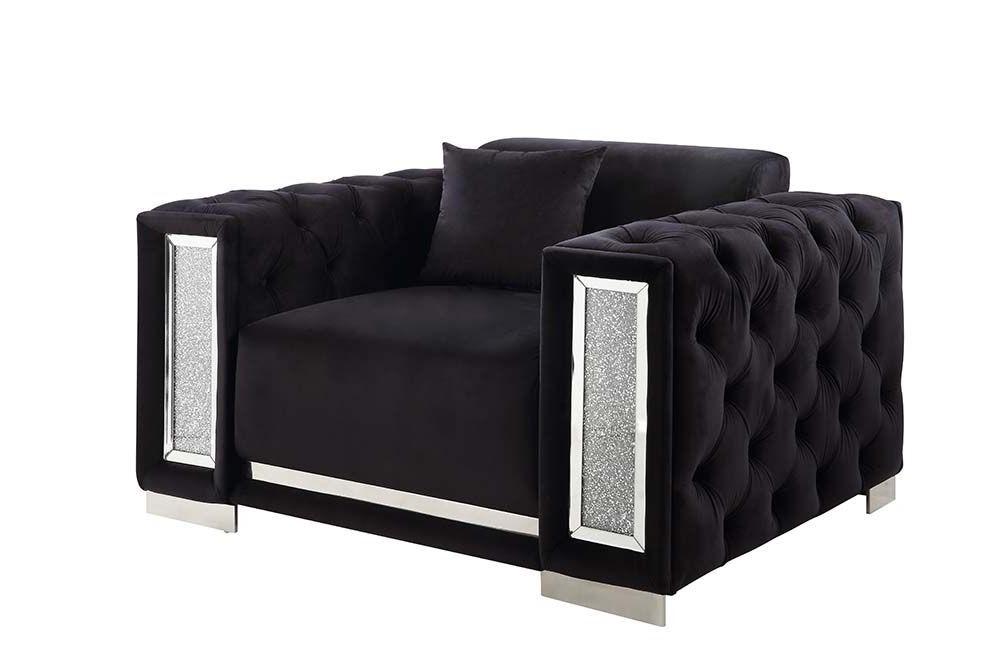 Contemporary, Modern Chair Trislar LV01399 in Black Velvet
