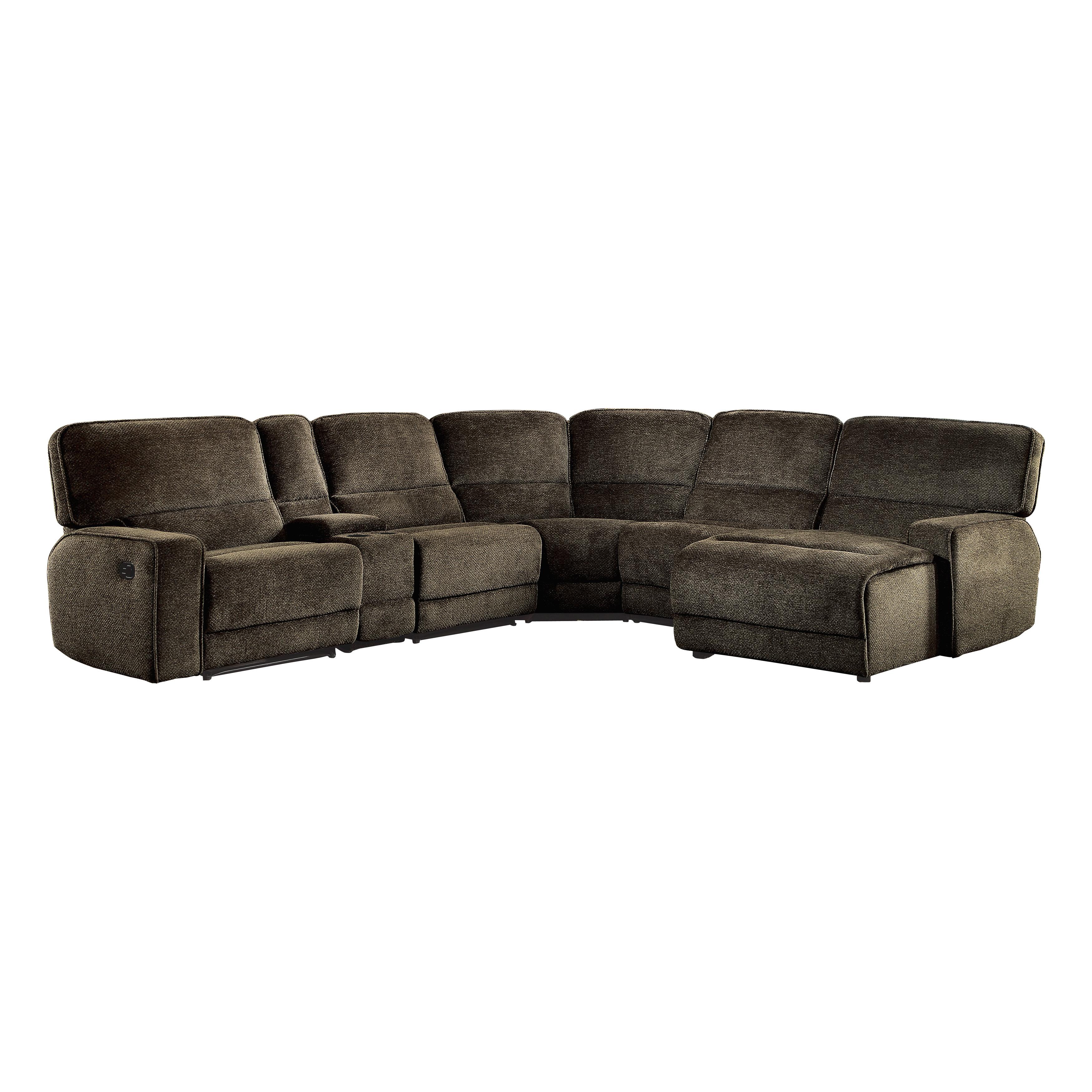 

    
Modern Brown Fabric 6-Piece RSF Reclining Sectional Homelegance 8238*6LRRC Shreveport
