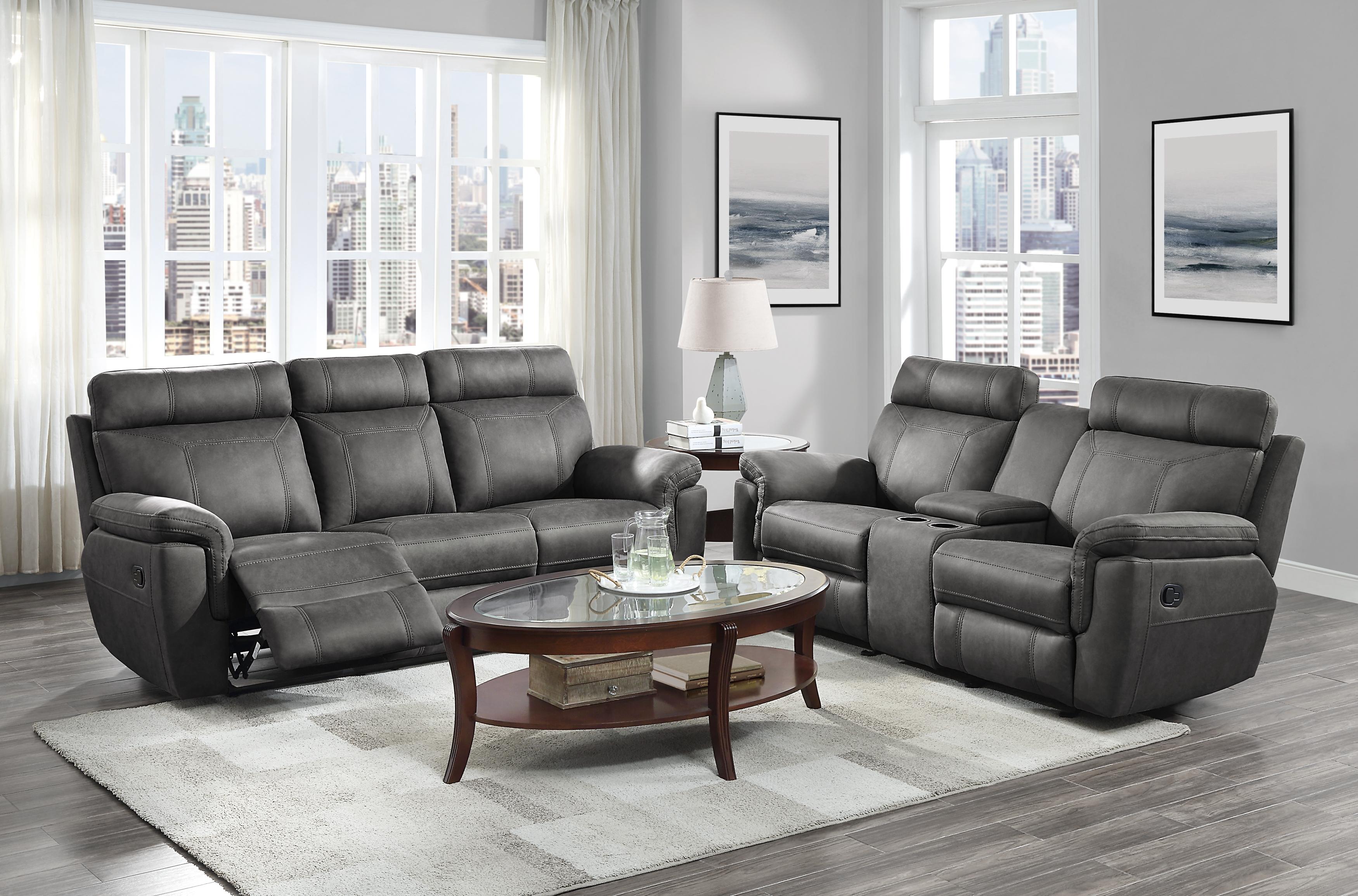 Modern Reclining Set 9301GRY-2PC Clifton 9301GRY-2PC in Gray Microfiber