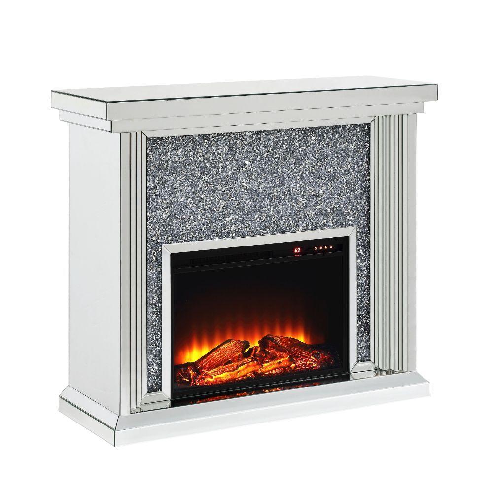 

    
Modern Mirrored & Faux Diamonds Fireplace  by Acme Noralie 90455
