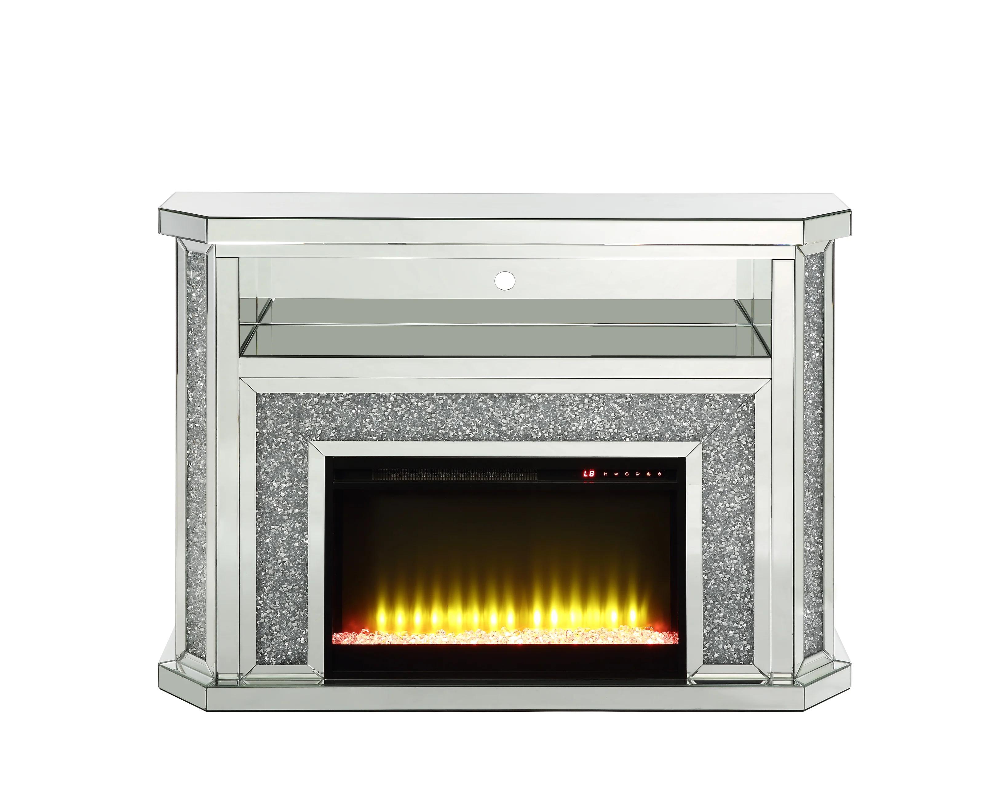 

    
 Order  Modern Mirrored & Faux Diamonds Fireplace  by Acme Noralie AC00508
