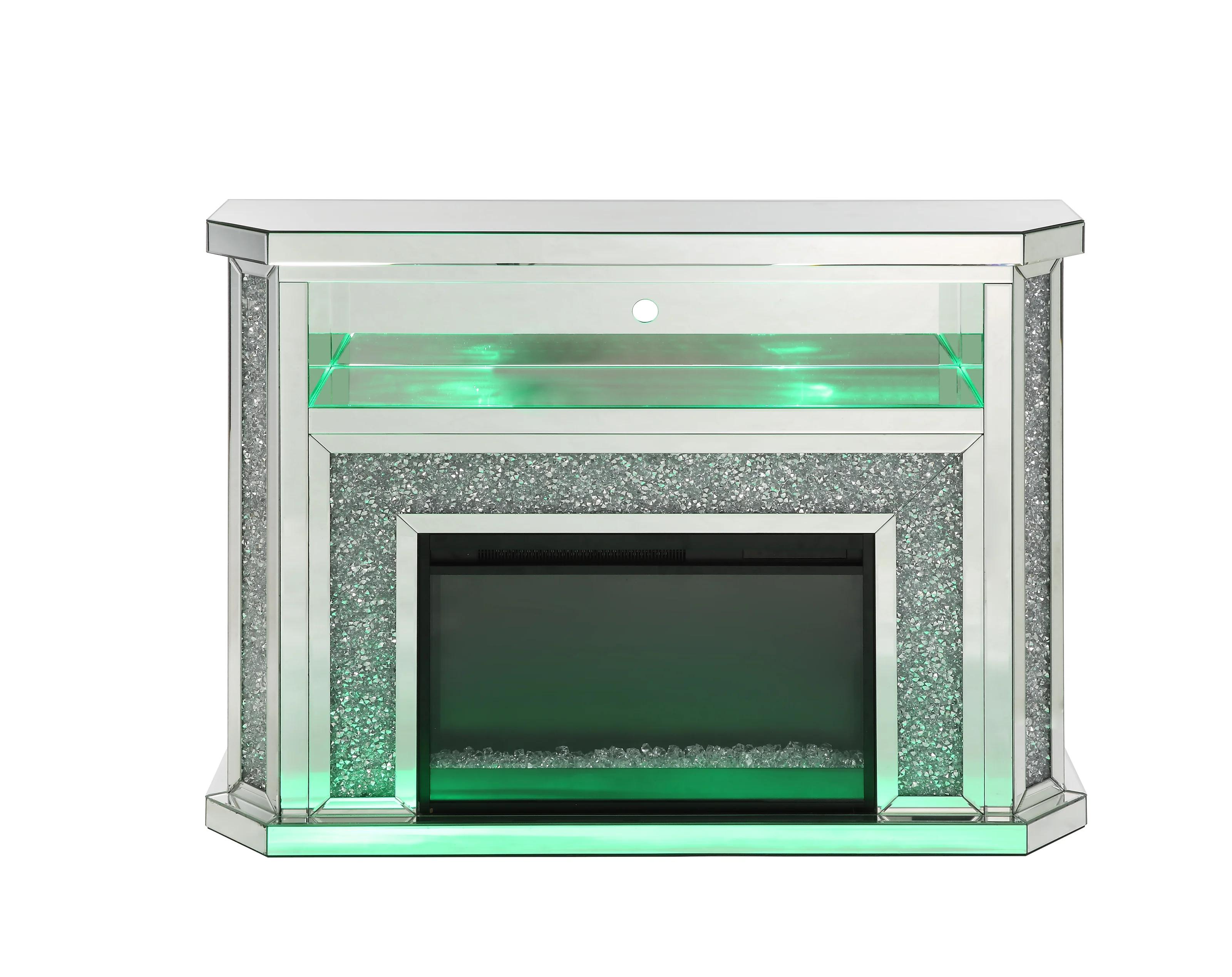 

    
Modern Mirrored & Faux Diamonds Fireplace  by Acme Noralie AC00508
