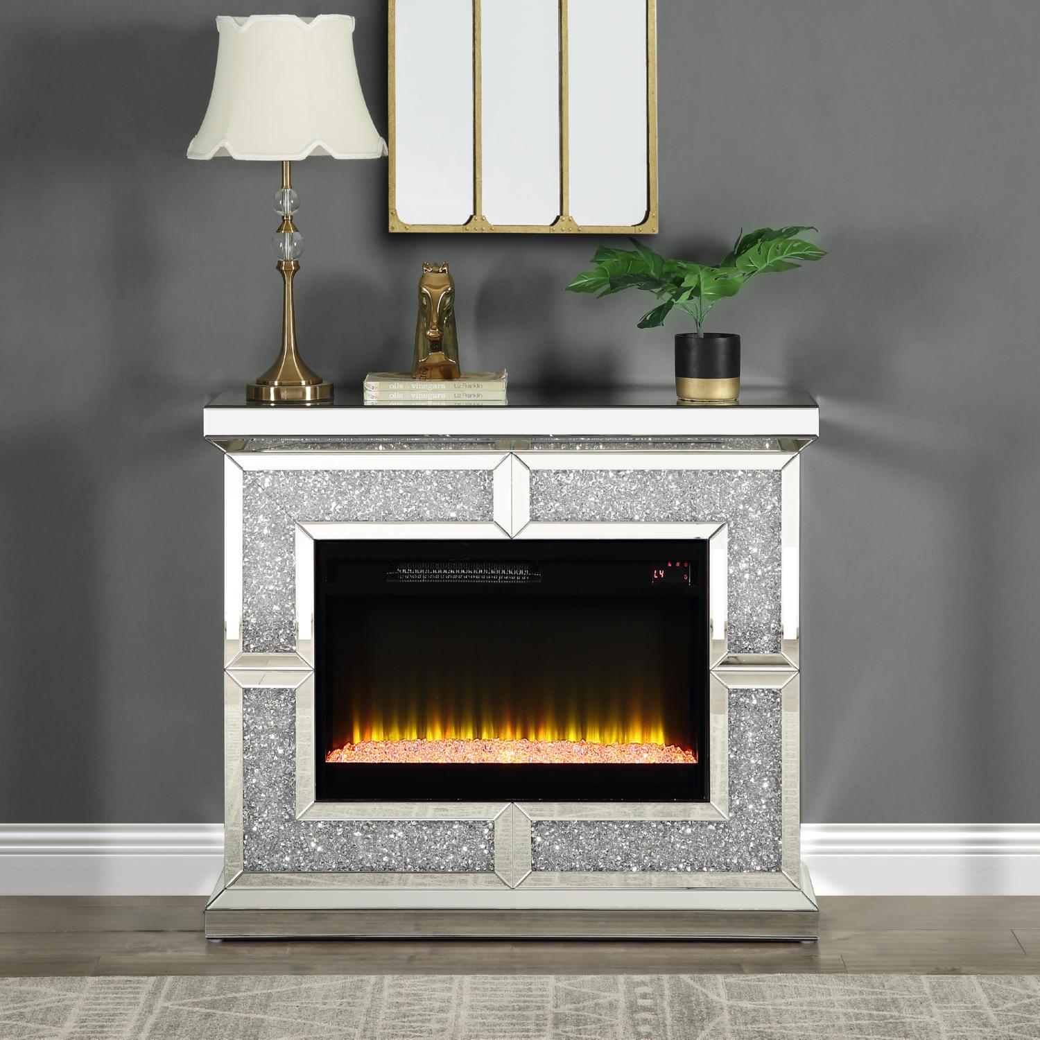 

    
Acme Furniture Noralie Fireplace Mirrored AC00512
