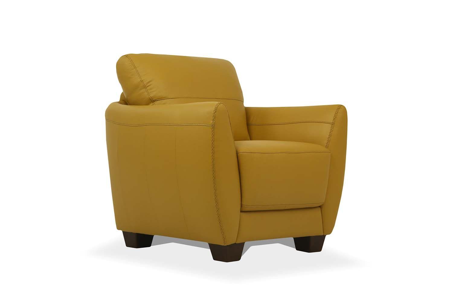 Modern, Transitional Chair Valeria 54947 in Yellow Leather