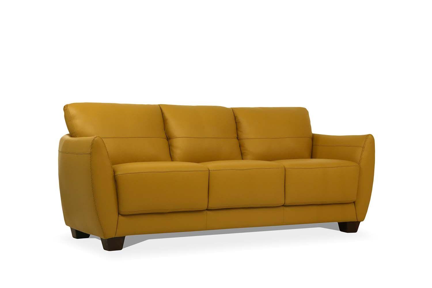 Modern, Transitional Sofa Valeria 54945 in Yellow Leather