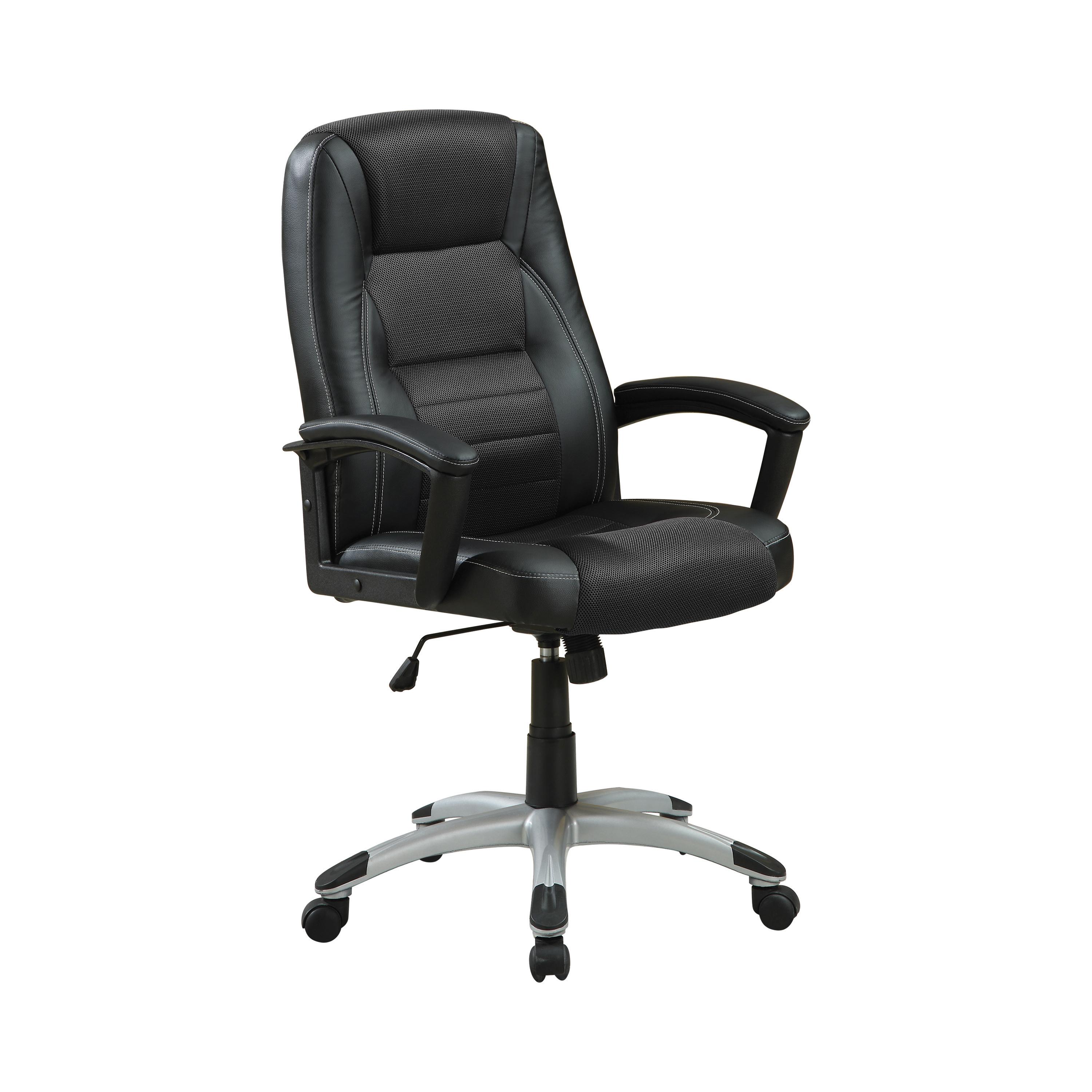 

    
Modern Silver & Black Leatherette Office Chair Coaster 800209
