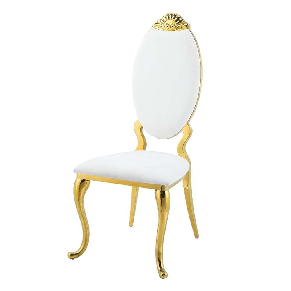 Modern, Classic Side Chair Set Fallon DN01190 DN01190 in Gold Finish, White 
