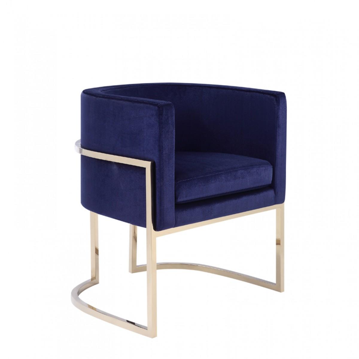   BETSY DINING ARM CHAIR NAVY BLUE 20 VELVET/CHAMPGOLD  