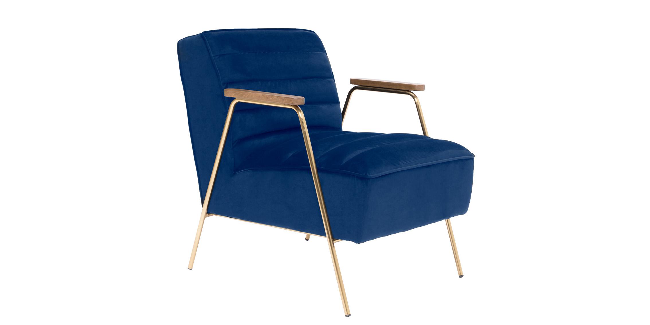 Contemporary, Modern Accent Chair WOODFORD 521Navy 521Navy in Navy, Gold Fabric