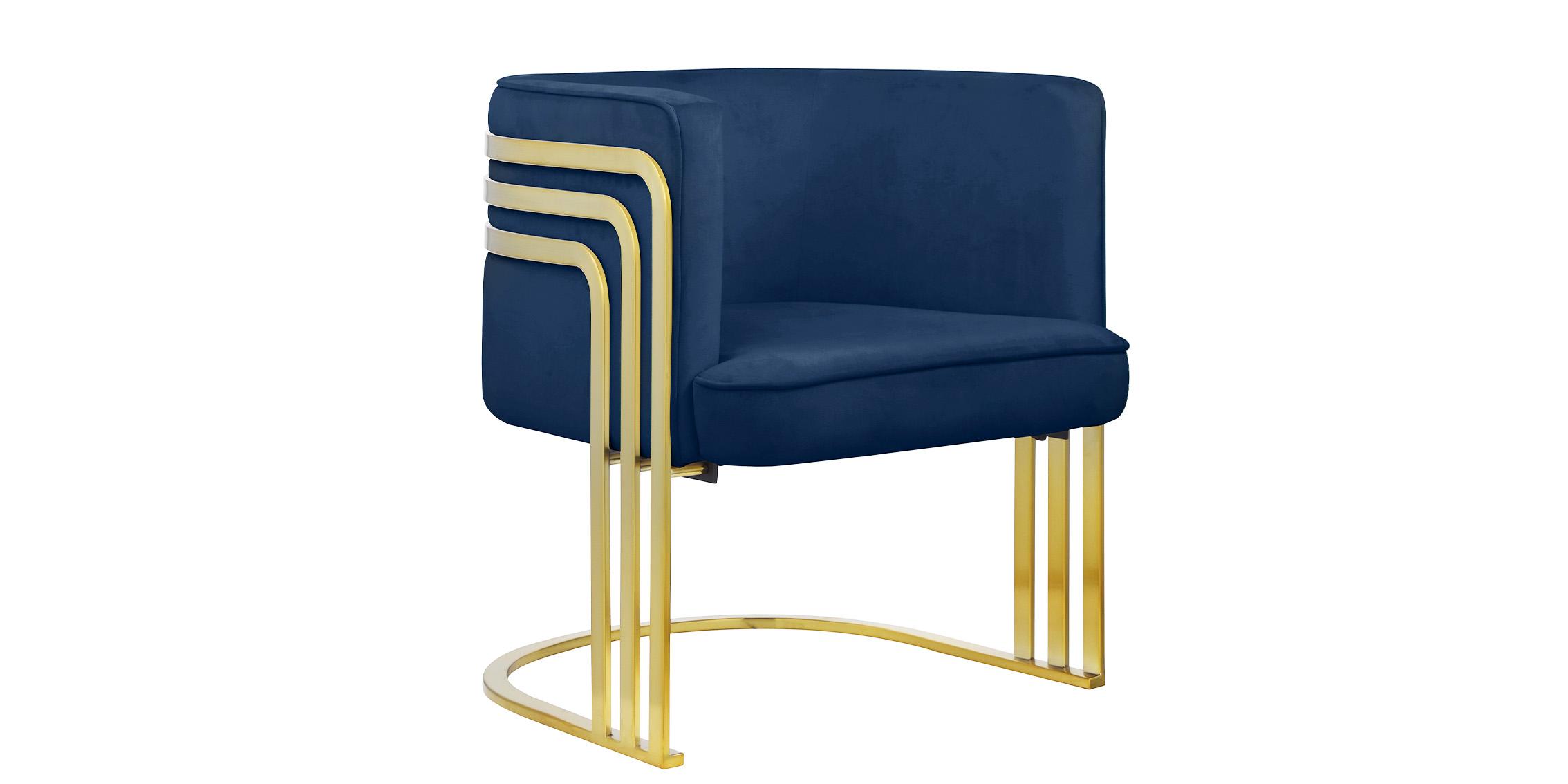 Contemporary Accent Chair RAYS 533Navy 533Navy in Navy, Gold Velvet