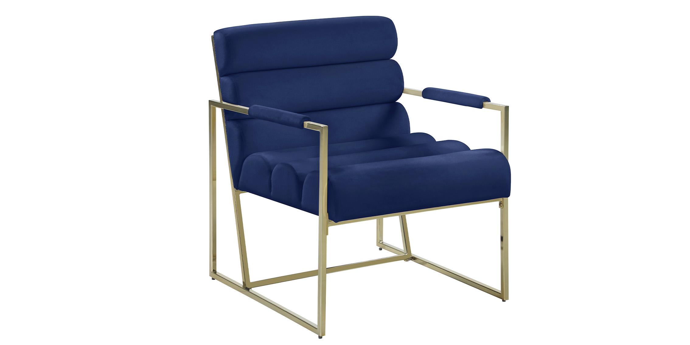 Contemporary, Modern Accent Chair WAYNE 526Navy 526Navy in Navy, Gold Velvet