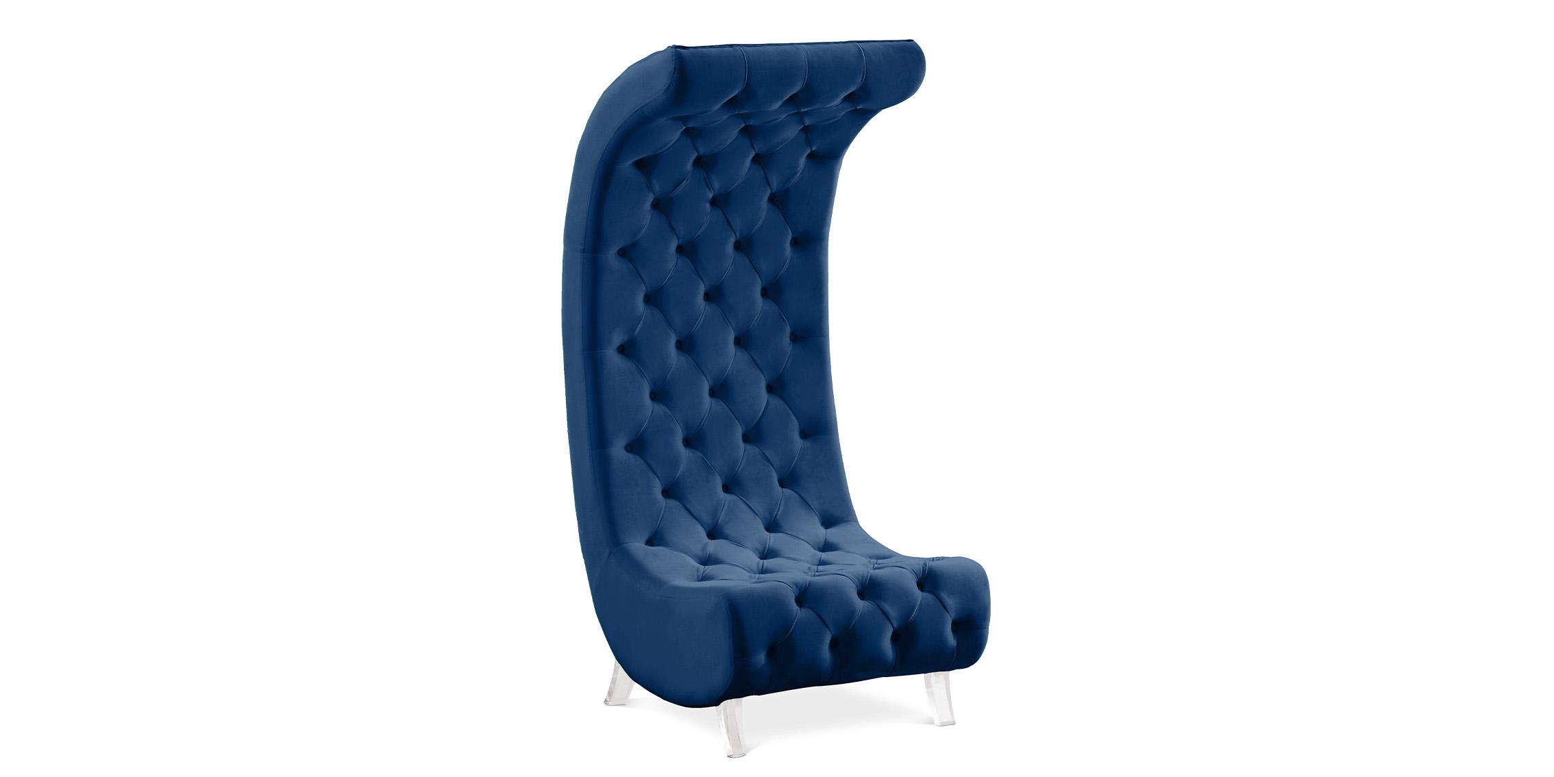 Contemporary, Modern Accent Chair CRESCENT 568Navy-C 568Navy-C in Navy Velvet