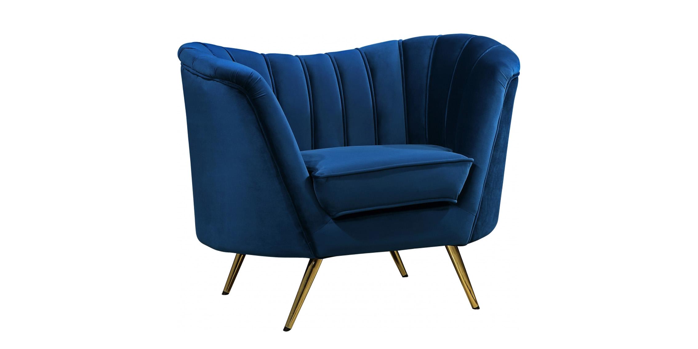 Contemporary, Modern Arm Chair Margo 622Navy-C 622Navy-C in Navy blue Velvet