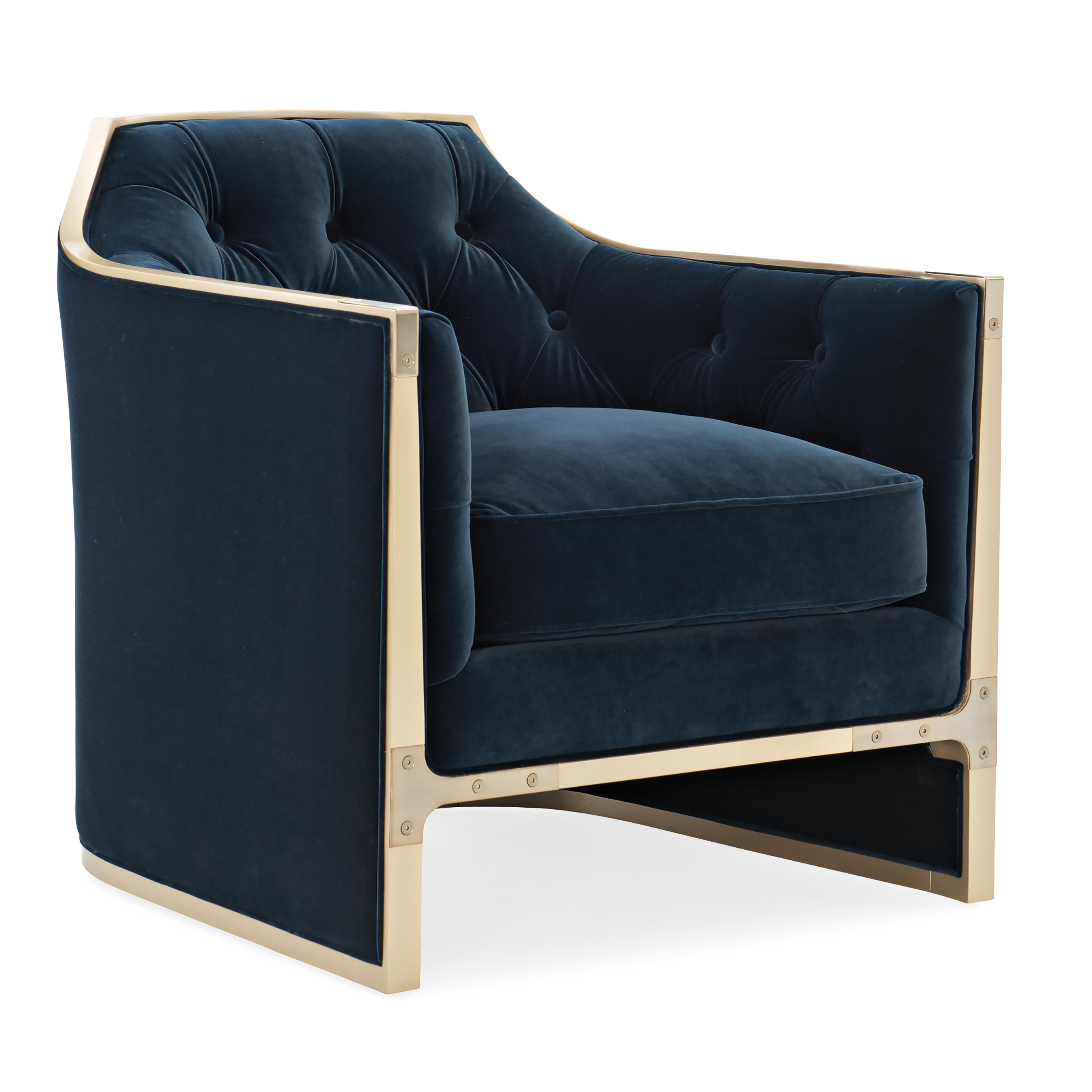 Contemporary Accent Chair The Cat's Meow UPH-CHAWOO-84B in Dark Blue Velvet