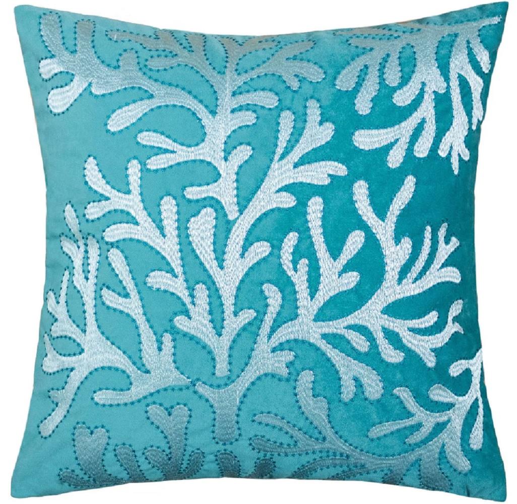 Contemporary Accent Pillow PL8075-2PK June PL8075-2PK in Teal 