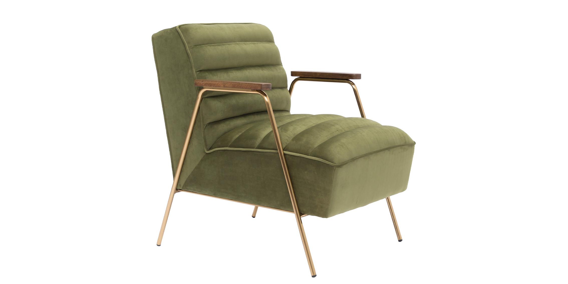Contemporary, Modern Accent Chair WOODFORD 521Olive 521Olive in Olive, Gold Fabric