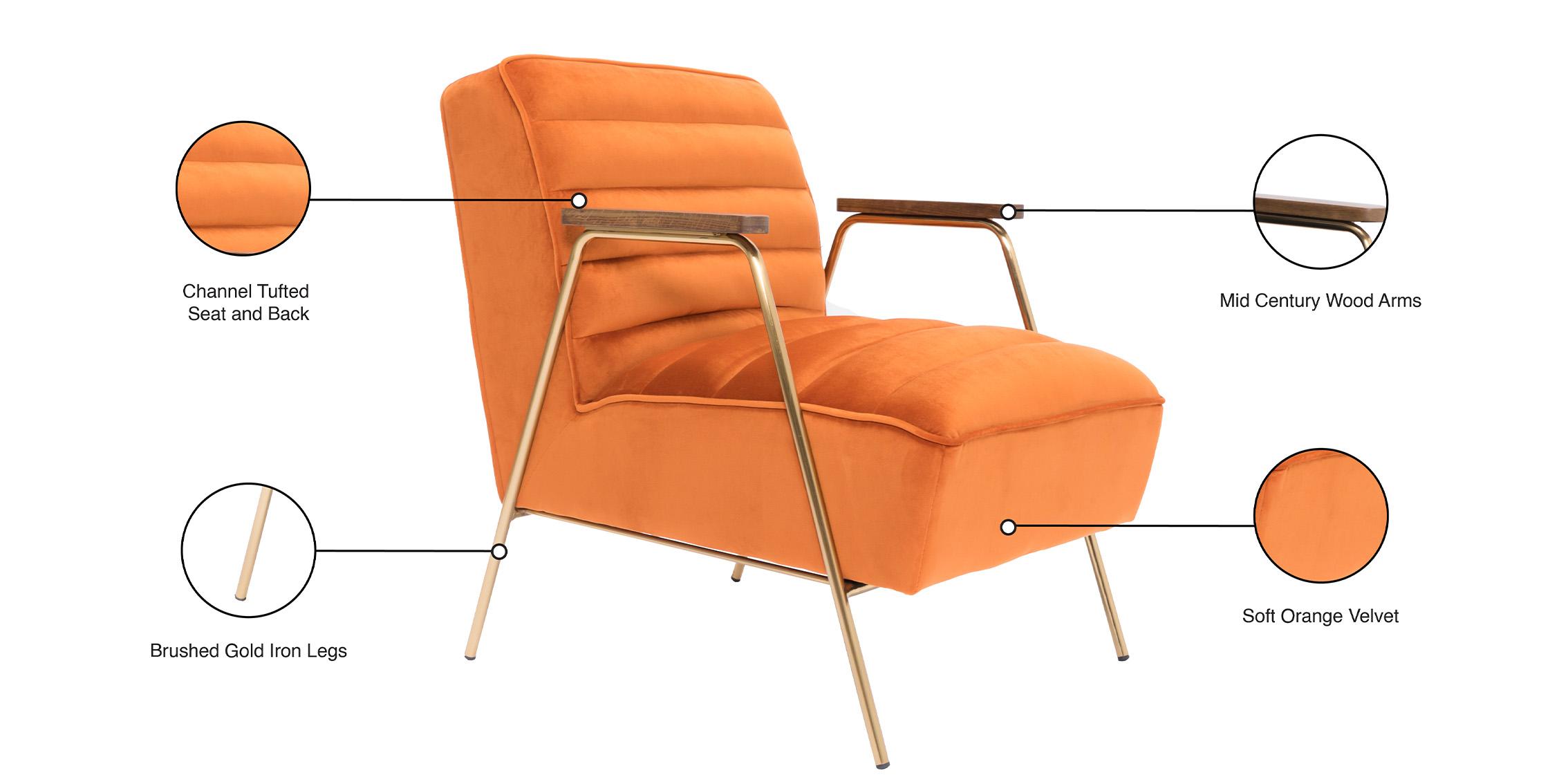 

        
Meridian Furniture WOODFORD 521Orange Accent Chair Set Orange/Gold Fabric 753359807386
