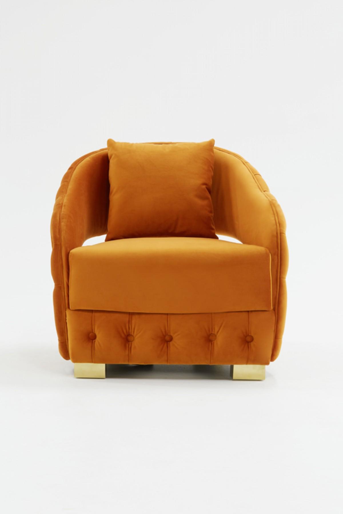 Contemporary, Modern Accent Chair Divani Casa Duarte VGYUHD-1830-ORG in Orange, Gold Fabric