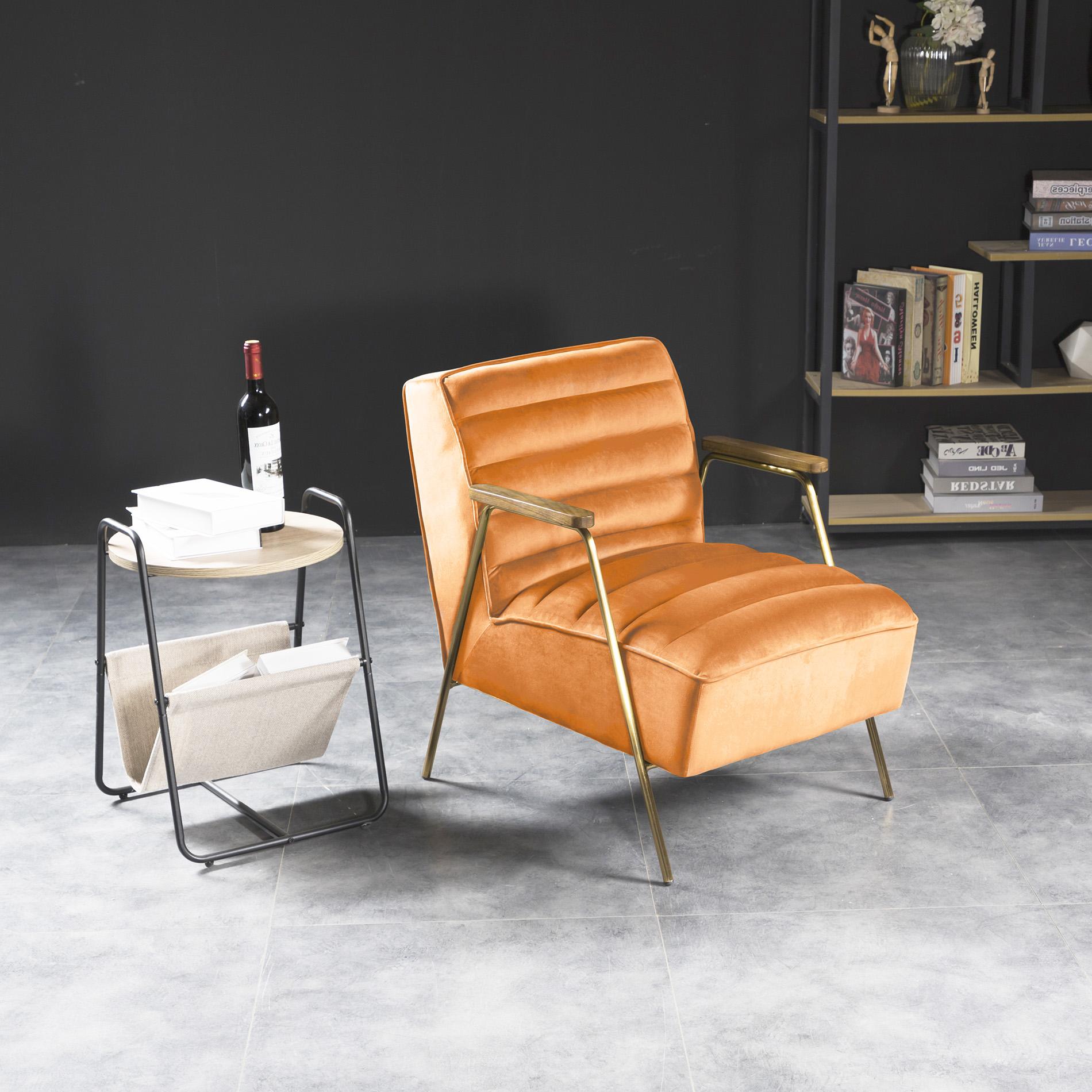 

    
Orange Velvet Accent Chair WOODFORD 521Orange Meridian Contemporary Modern
