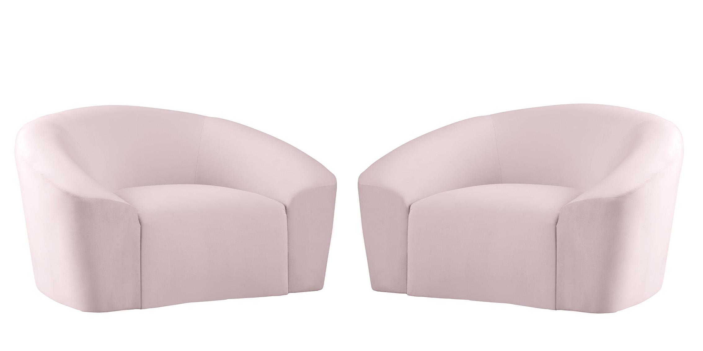 

    
Pink Velvet Chair Set 2Pcs RILEY 610Pink-C Meridian Contemporary Modern
