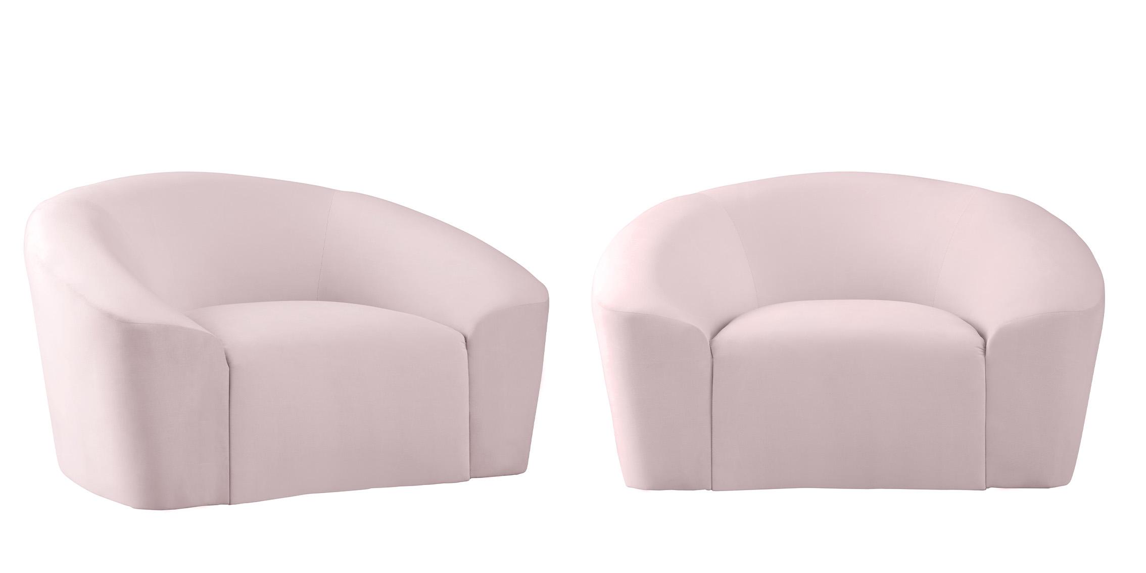 

    
Pink Velvet Chair Set 2Pcs RILEY 610Pink-C Meridian Contemporary Modern
