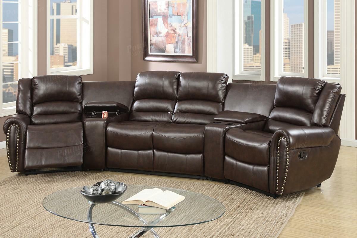 Modern Reclining Sectional F6748 F6748 in Brown Bonded Leather