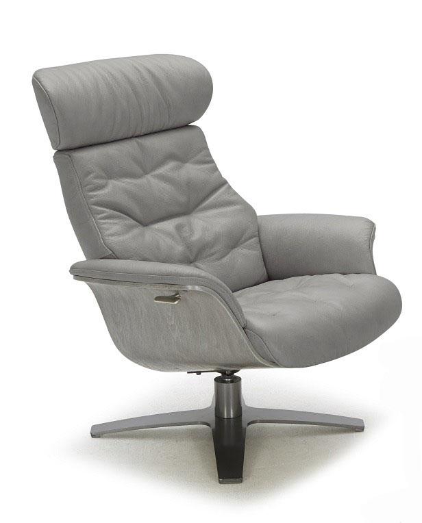 Contemporary Lounge Chair Karma SKU18146 in Gray Leather