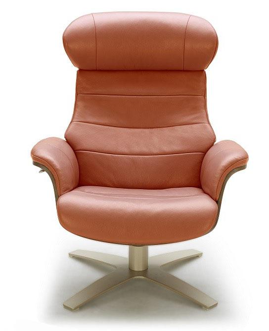 Contemporary Lounge Chair Karma SKU18147 in Orange Leather