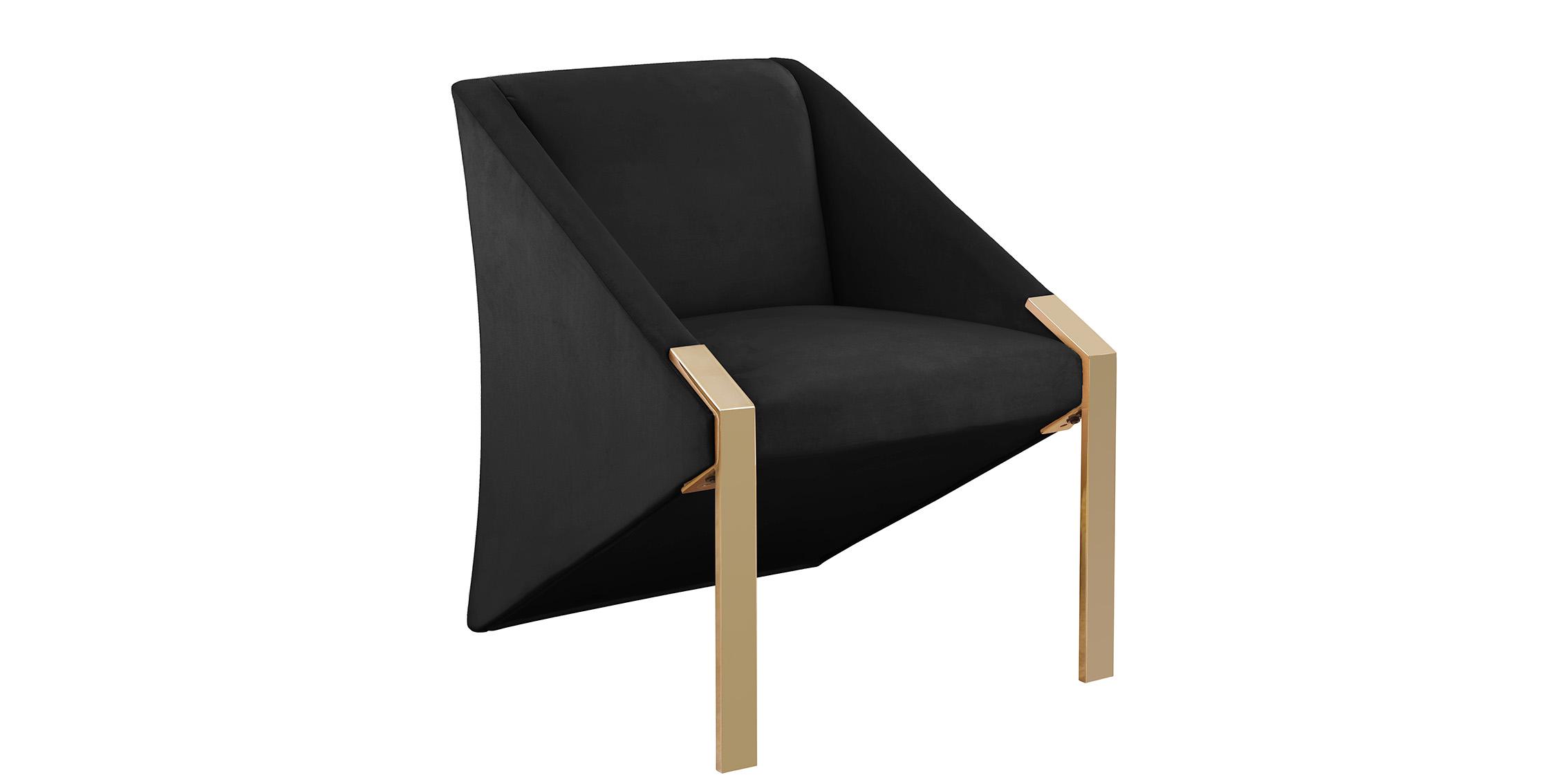 Contemporary, Modern Accent Chair RIVET 593Black 593Black in Gold, Black Velvet
