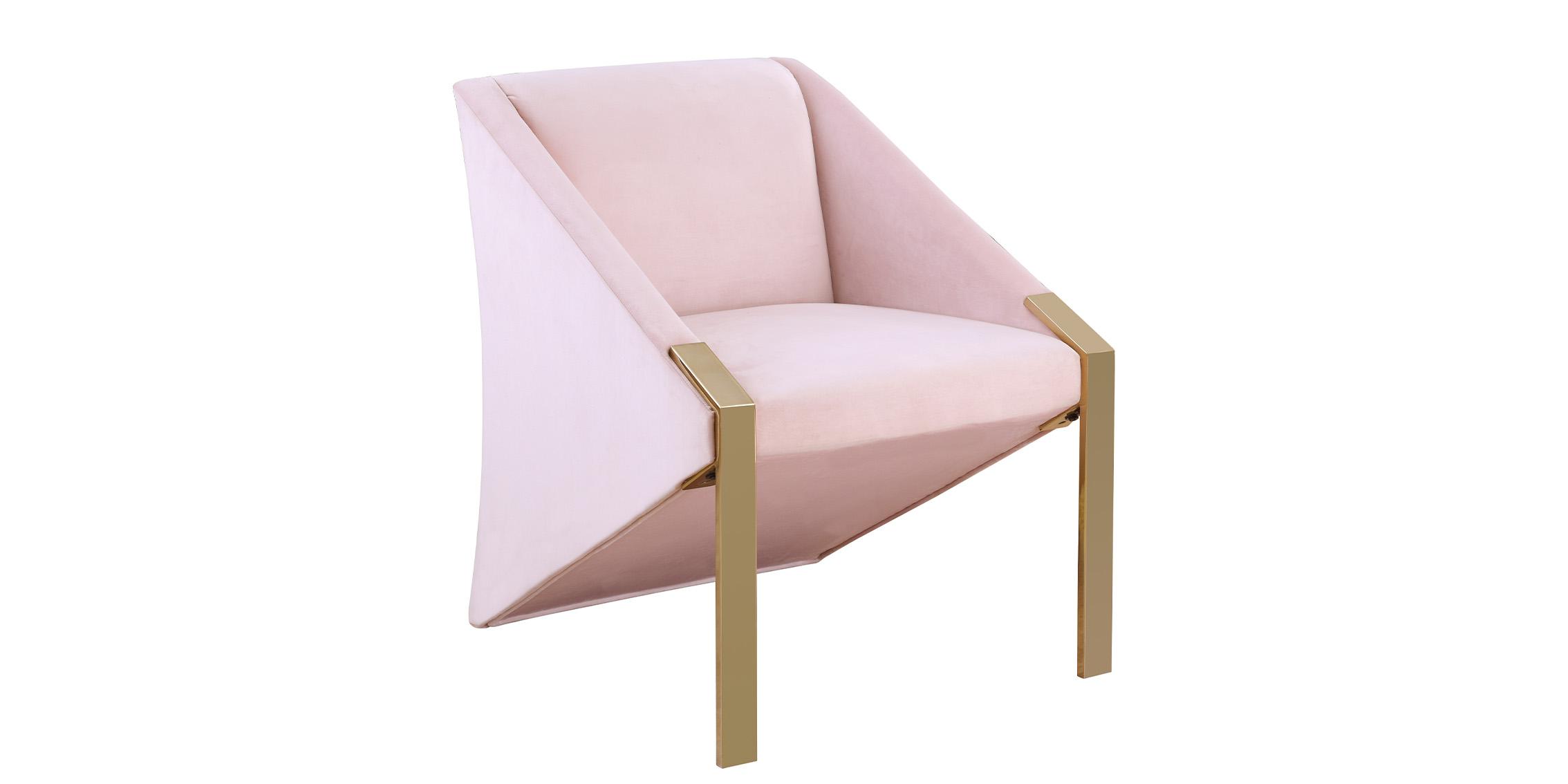 Contemporary, Modern Accent Chair RIVET 593Pink 593Pink in Pink, Gold Velvet