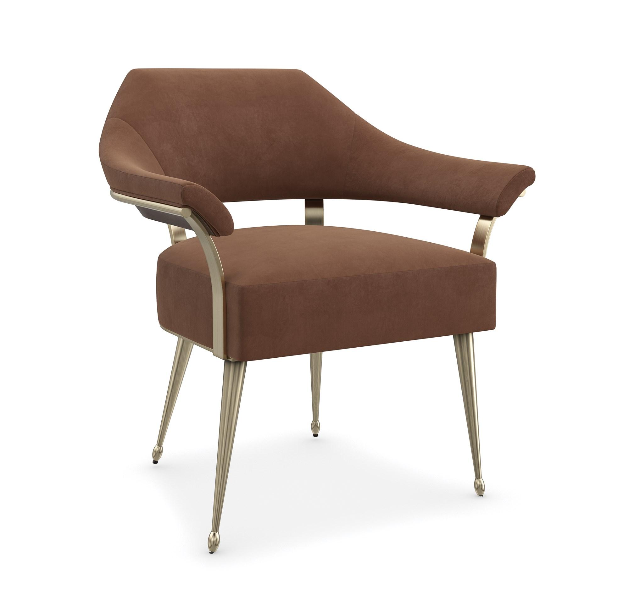 Contemporary Accent Chair LOUISETTE UPH-022-231-A in Rustic Brown, Champagne Velvet