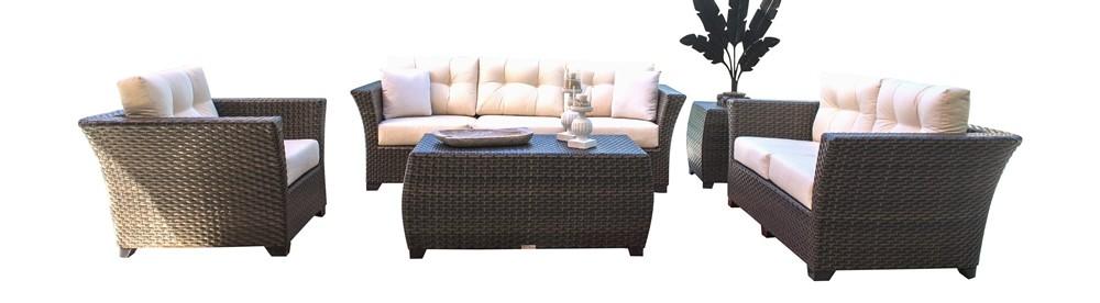 Contemporary Outdoor Living Samoa 901-1347-ATQ-5PS in Brown, Java, Antique, whitewash Fabric
