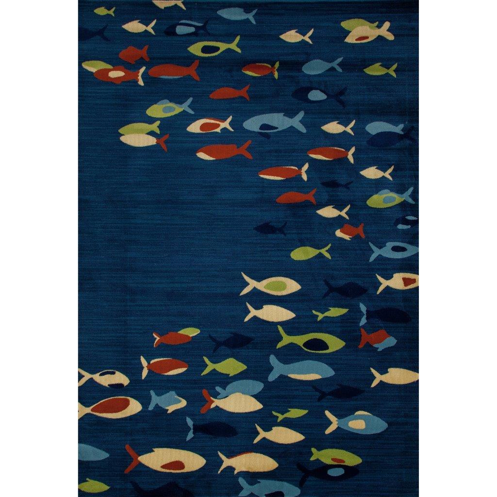 Contemporary Area Rug Searcy Fish OJARO0000223 in Navy blue 