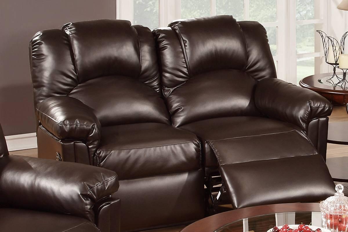 

    
Brown Bonded Leather Motion Loveseat F6674 Poundex Contemporary
