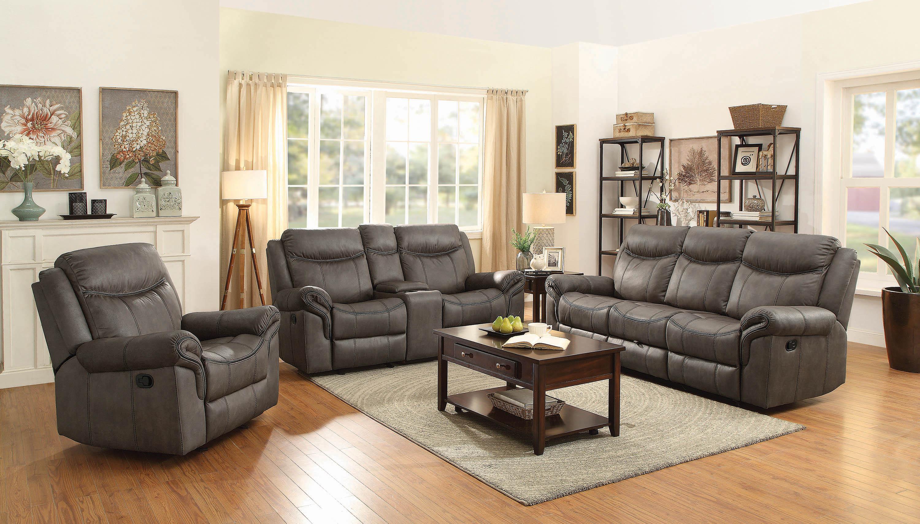 

    
Transitional Brown Fabric Upholstery Motion sofa Sawyer by Coaster
