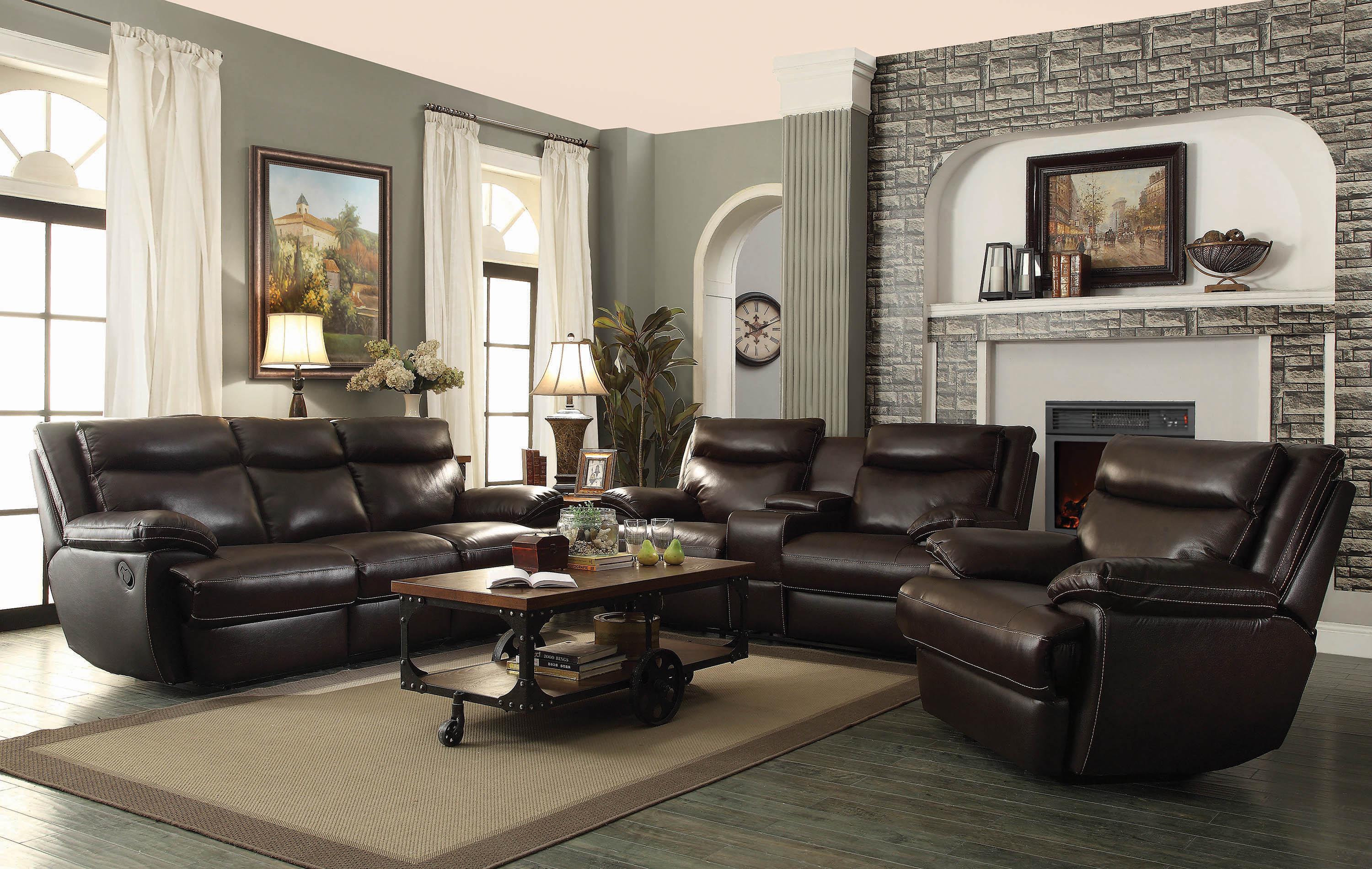 Transitional Glider recliner Macpherson 601813 in Brown Leather