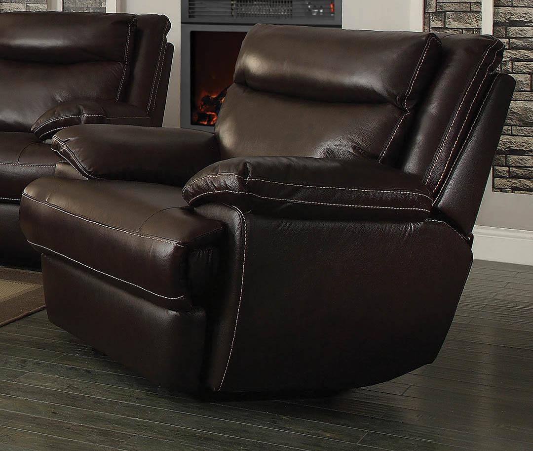

    
Transitional Brown Leather Upholstery Power recliner by Coaster

