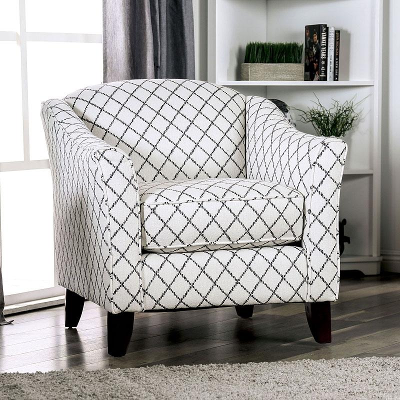 Transitional Arm Chair SM8330-CH-SQ Verne SM8330-CH-SQ in White Fabric
