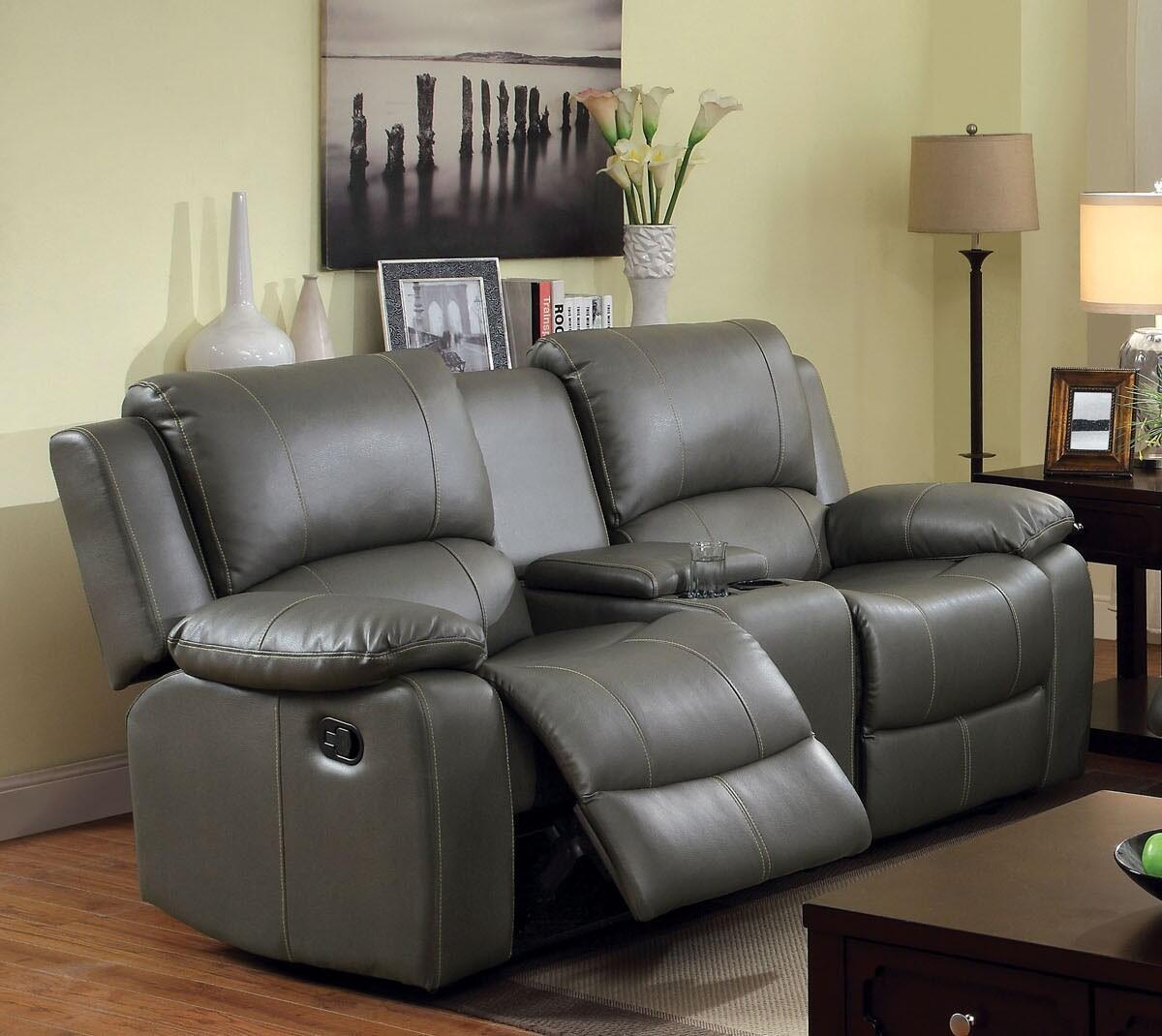 

    
Transitional Gray Bonded Leather Motion Sofa and Loveseat Furniture of America Sarles
