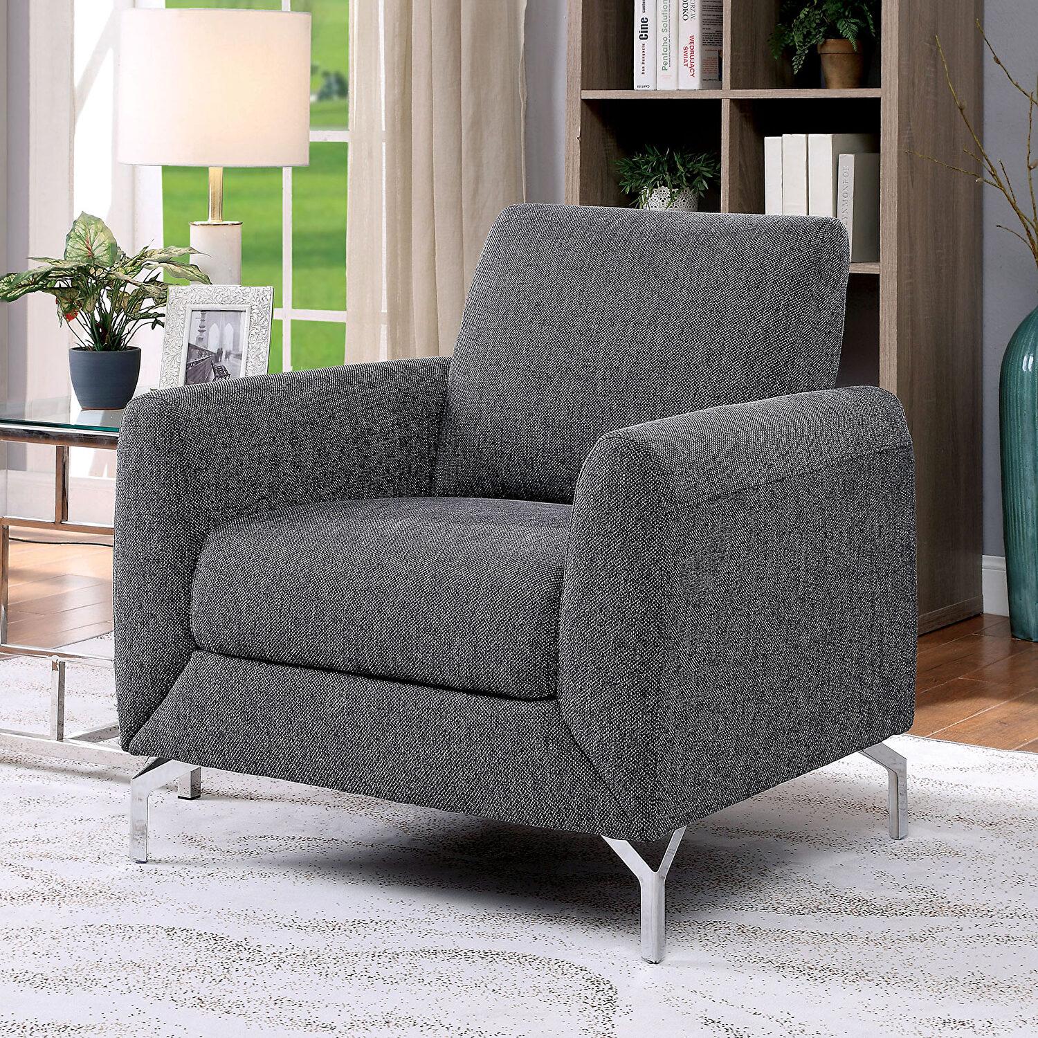 Transitional Arm Chair CM6088GY-CH Lauritz CM6088GY-CH in Gray Fabric