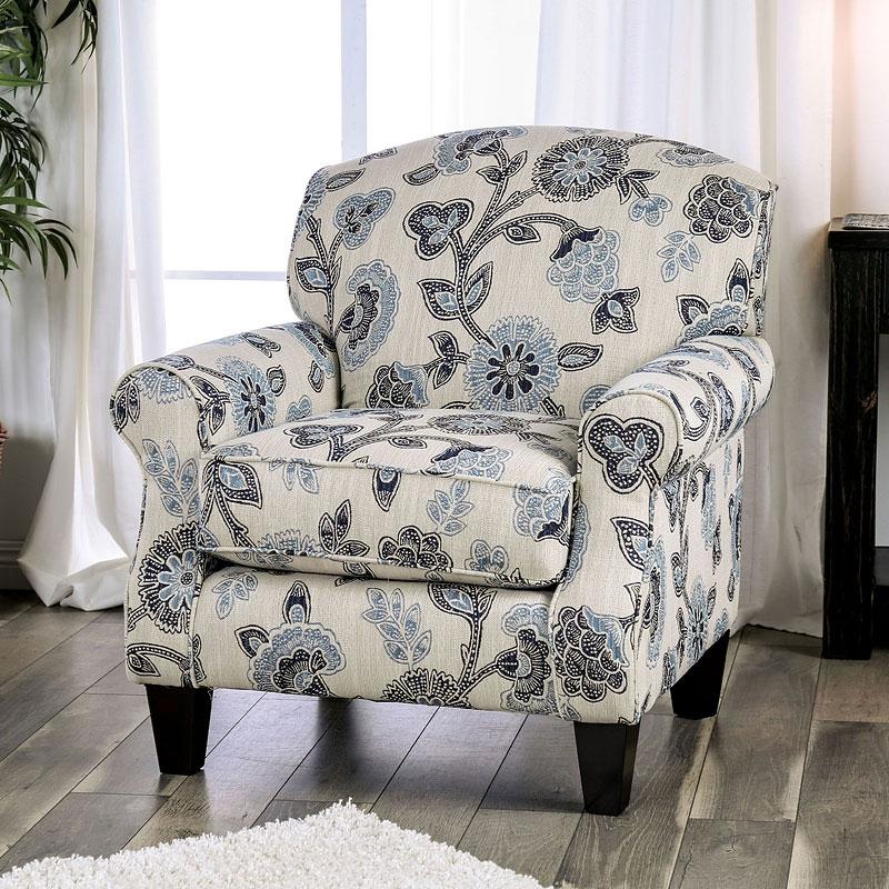 

    
Transitional Ivory Floral Fabric Arm Chair Furniture of America SM8101-CH-FL Nash
