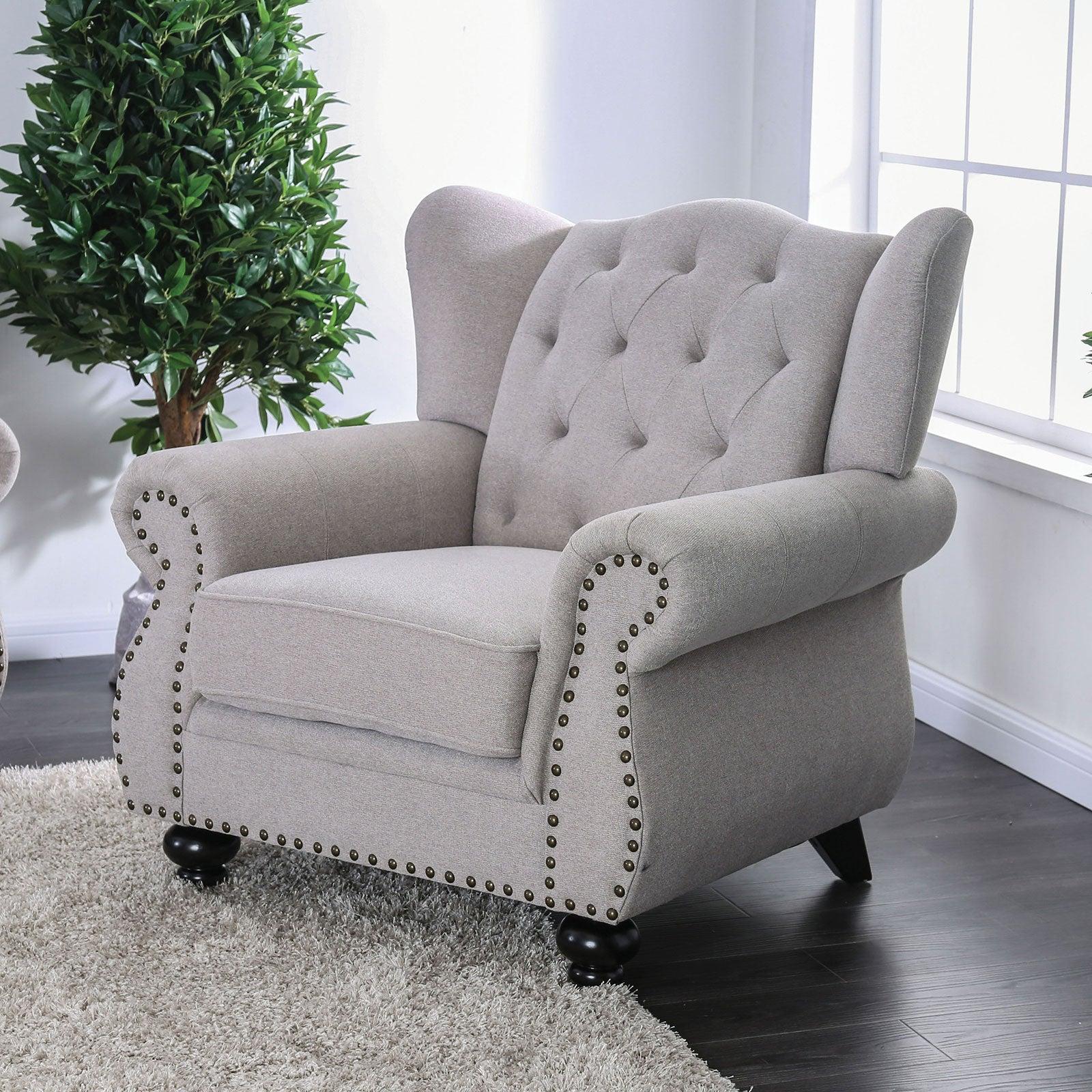 

    
Transitional Light Gray Linen Arm Chair Furniture of America CM6572GY-CH Ewloe
