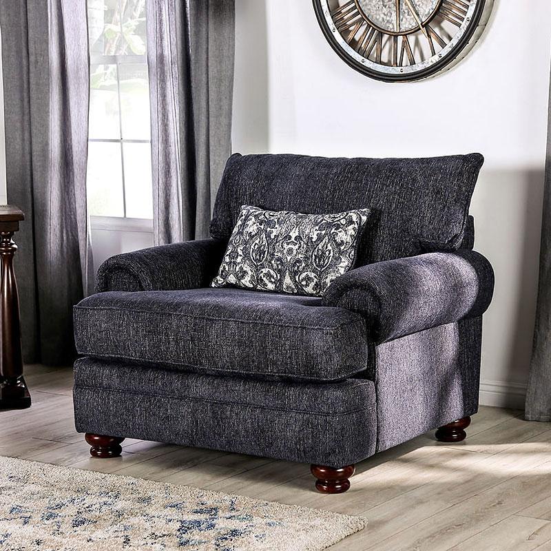 

    
Transitional Navy Chenille Arm Chair Furniture of America SM5157-CH Hadleigh
